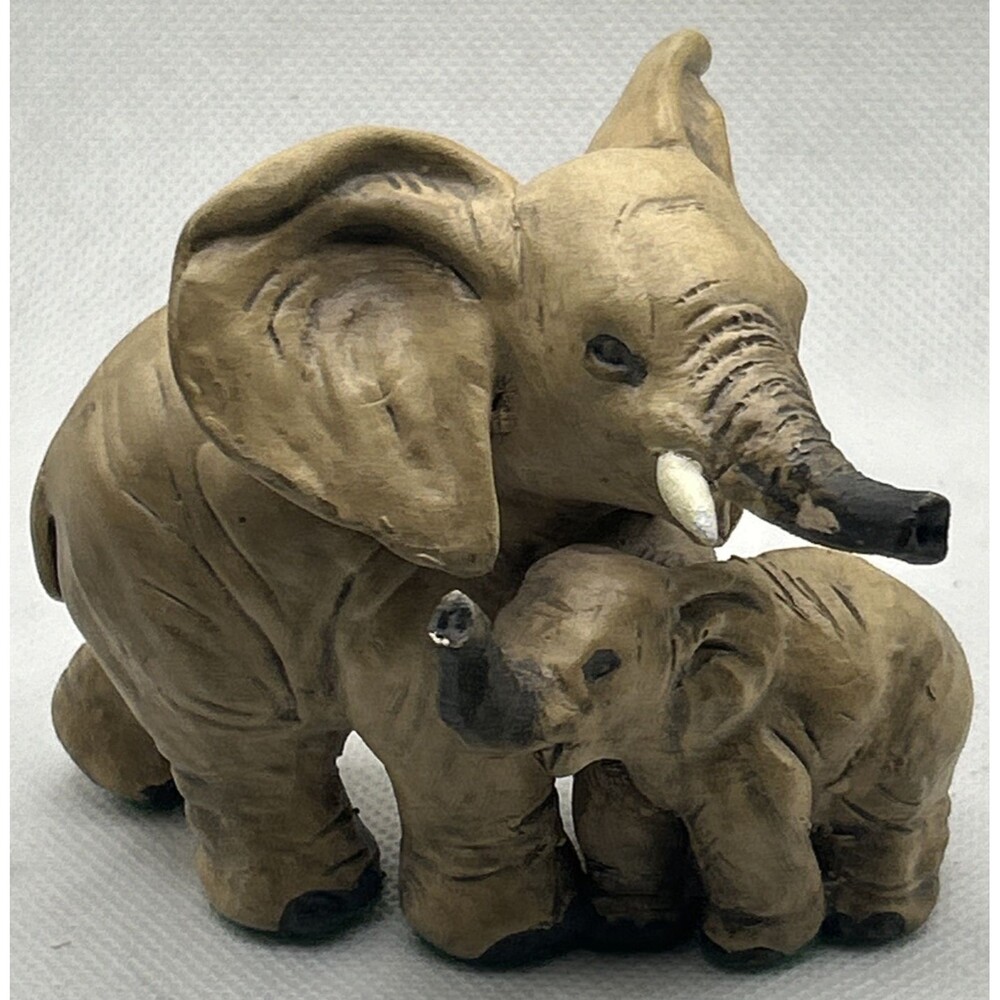 Vintage Guido Cacciapuoti Mother and Baby Elephants Figurine Collectable